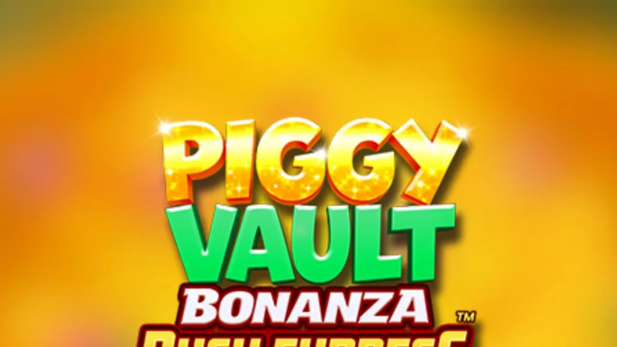 Tampilan visual slot Piggy Vault Bonanza Rush Express yang mewah dengan simbol emas dan brankas.